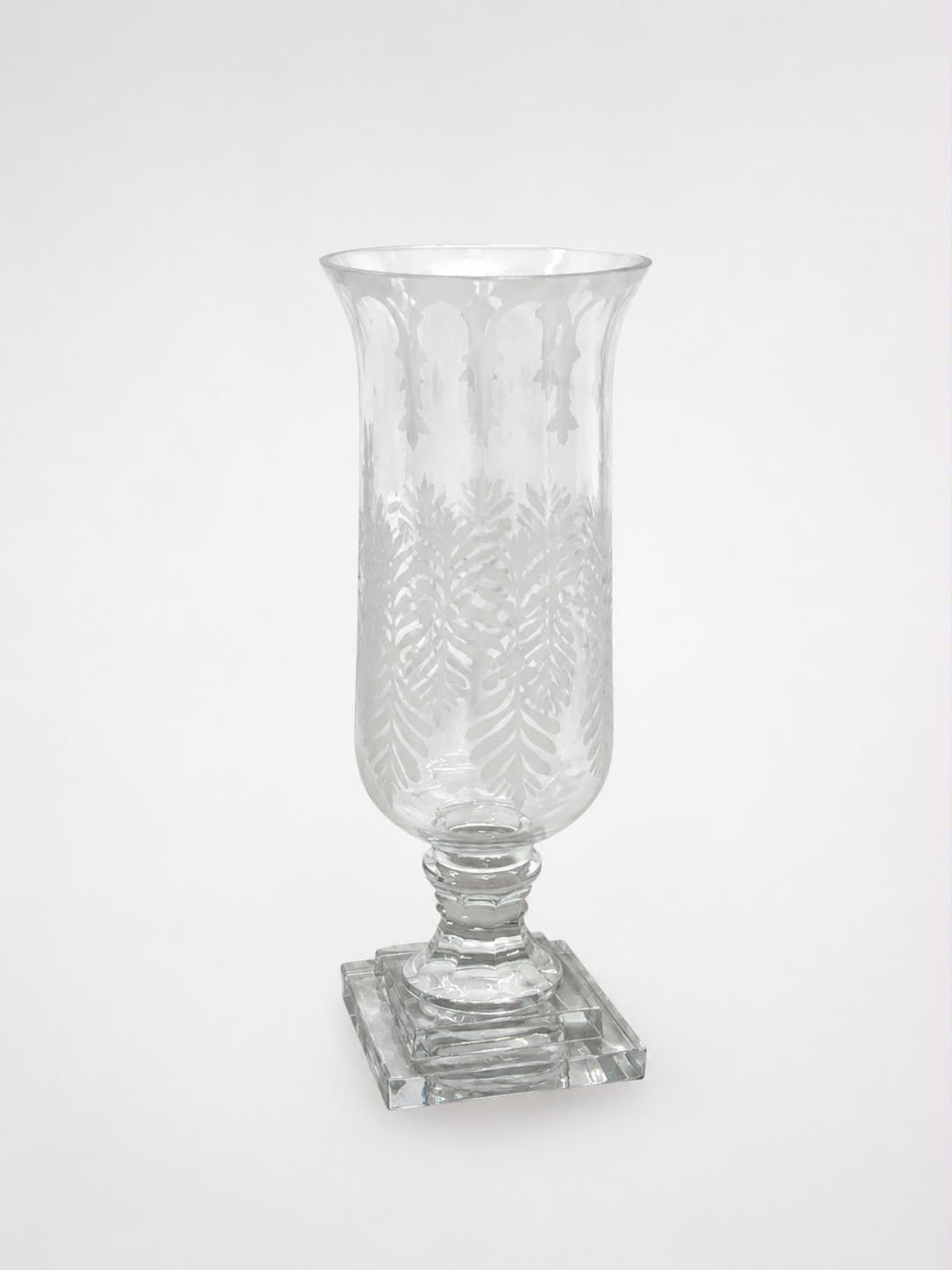 Vanmala Etched-Fern Clear Glass Candle Stand · SGE-CS-005 · Samrat Glass Emporium — view 2
