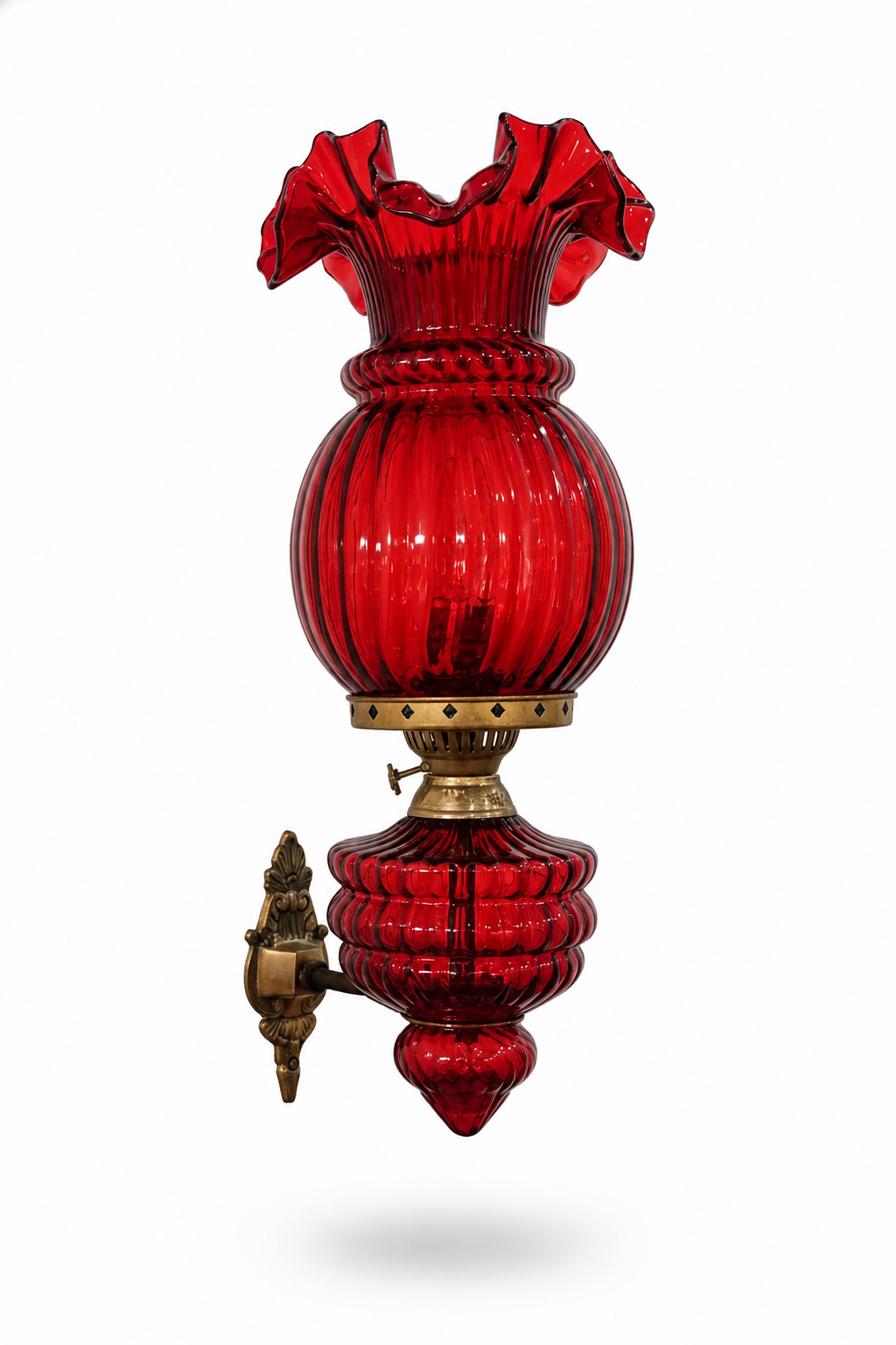 Gulzar Ruffled Tulip Single-Light Wall Lamp — Ruby Red · Wall Light · SGE-WL-031 · Samrat Glass Emporium — view 2