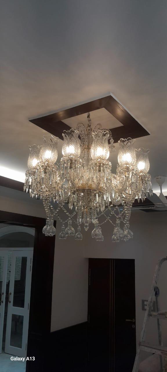 Clear Crystal Living Room Chandelier – Private Residence