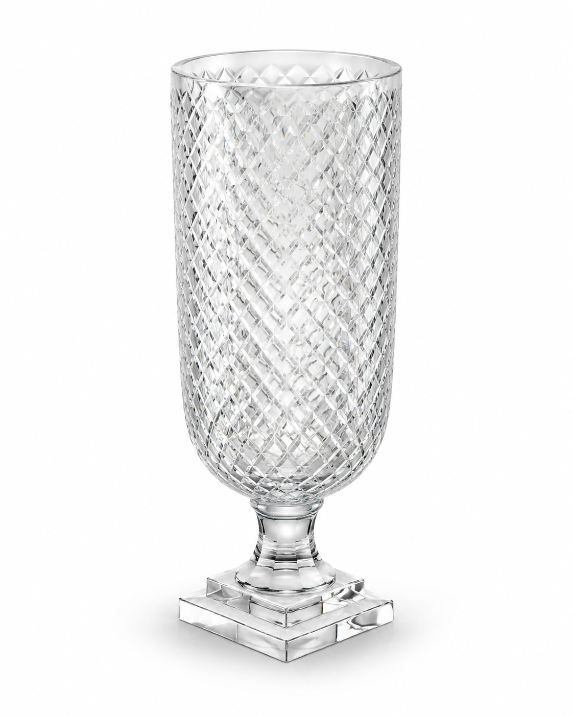 Prismastambh Diamond-Lattice Clear Glass Hurricane Candle Stand · SGE-CS-020 · Samrat Glass Emporium — view 2