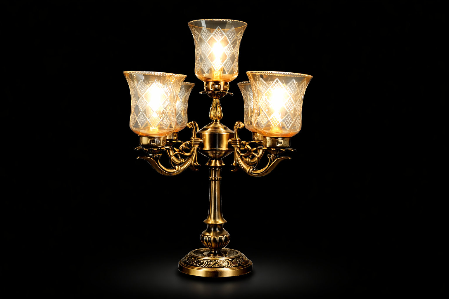 Diamond Etched Honey Glass Table Lamp
