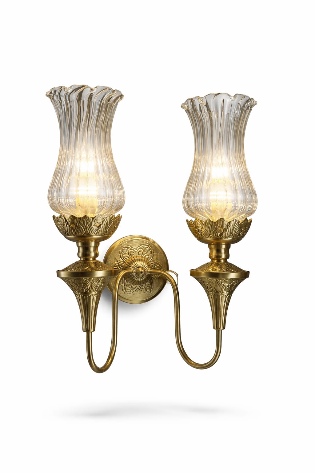 Fluted Tulip Double-Arm Wall Light · SGE-WL-004 · Samrat Glass Emporium — view 2