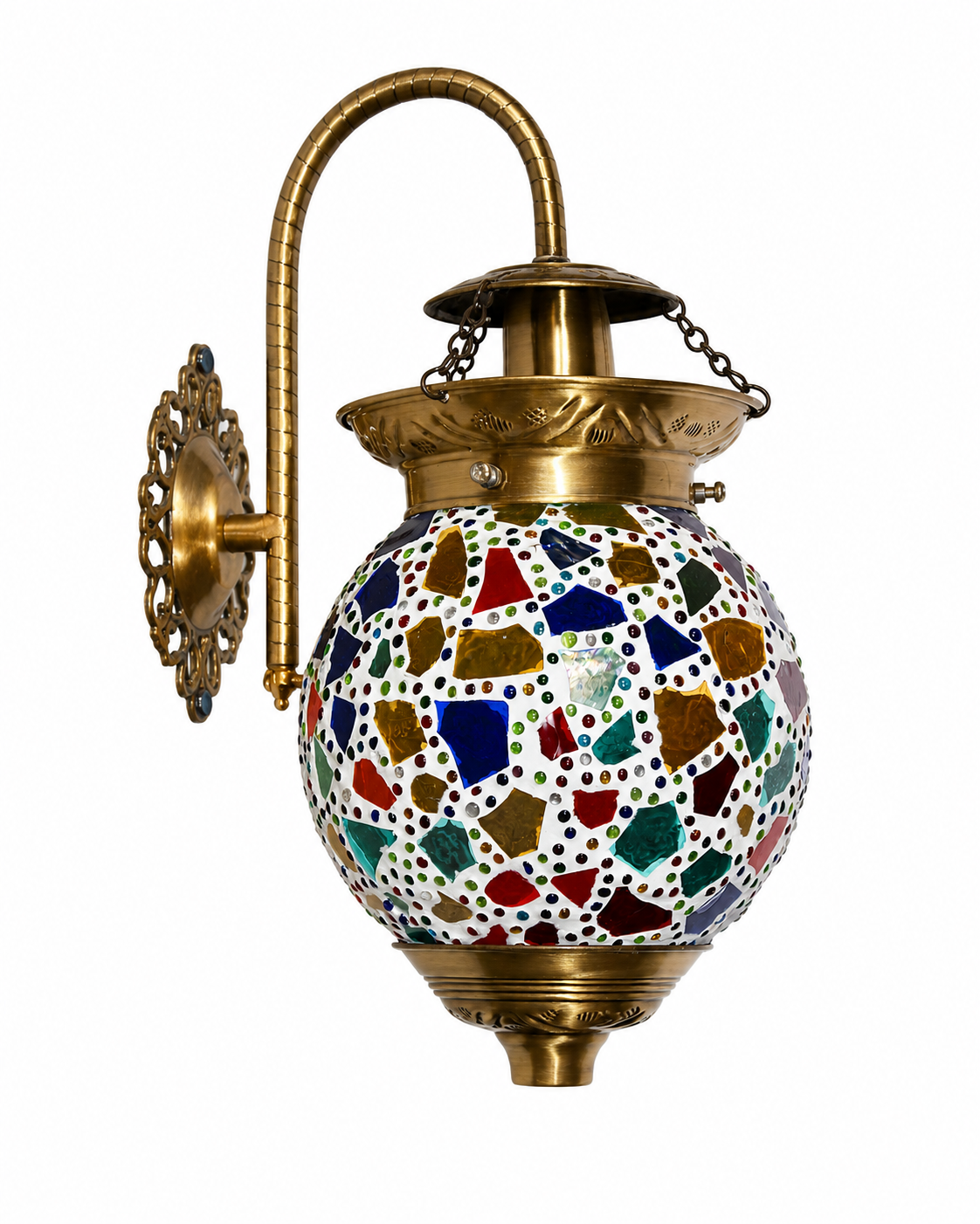 Noorjaal Multicolour Mosaic Glass Hanging Wall Lantern · Wall Light · SGE-WL-076 · Samrat Glass Emporium — view 2