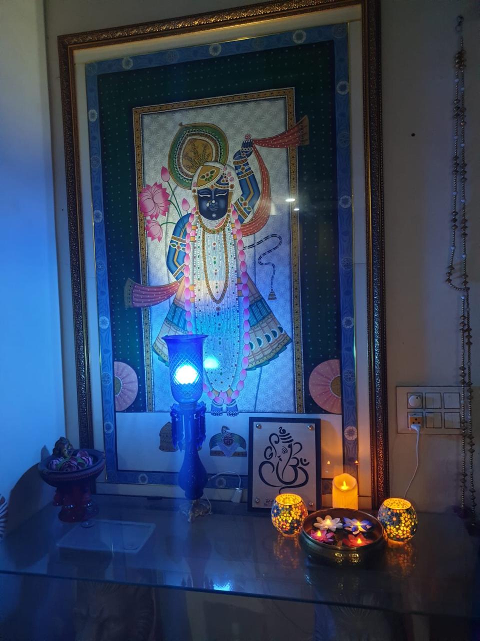 Cobalt Glass & Antique Brass Lighting — Roorkee Private Residence · Roorkee, Uttarakhand · Samrat Glass Emporium — detail 3