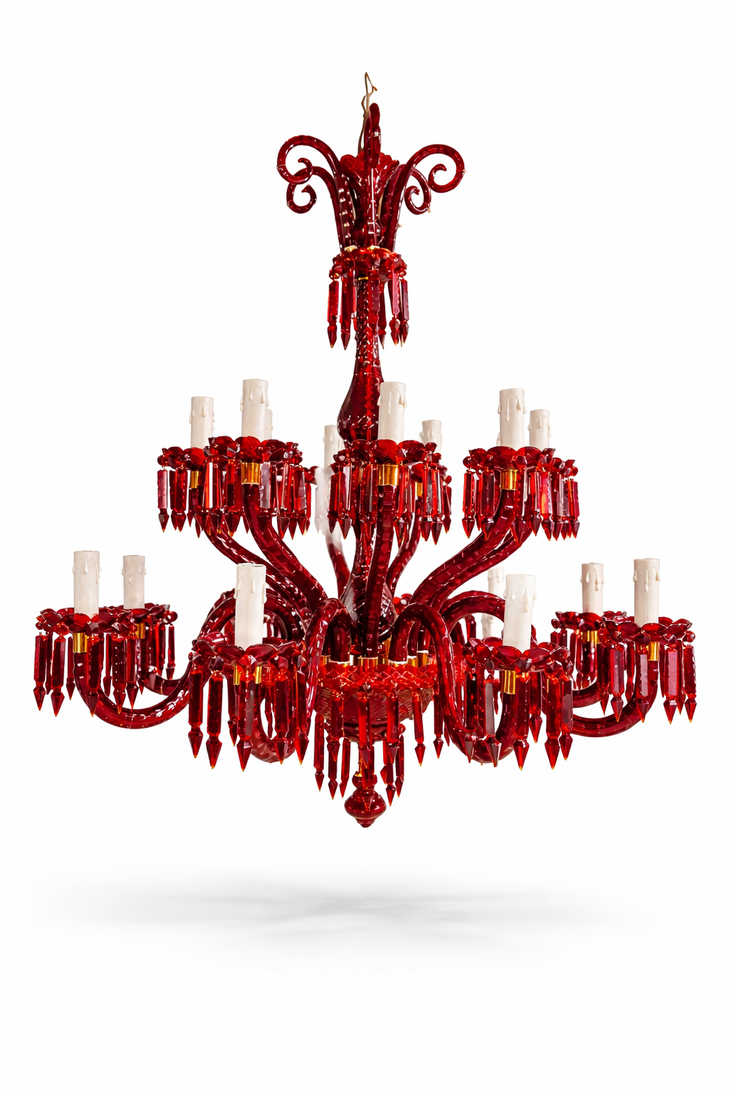 Gulzar Ruby Eighteen-Light Two-Tier Glass Chandelier · SGE-CH-005 · Samrat Glass Emporium — view 2