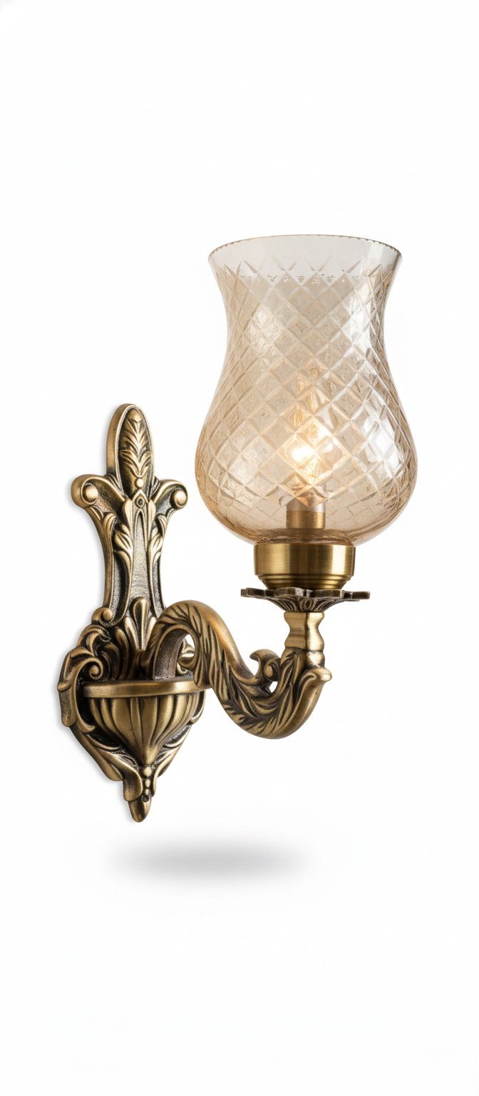 Padmapatra Diamond-Lattice Clear Glass Tulip Wall Lamp · Wall Light · SGE-WL-056 · Samrat Glass Emporium — view 2
