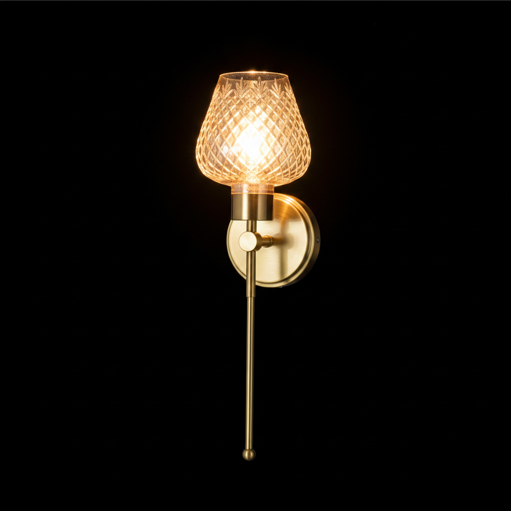 Dandjyoti Diamond-Lattice Glass Drop-Stem Wall Sconce