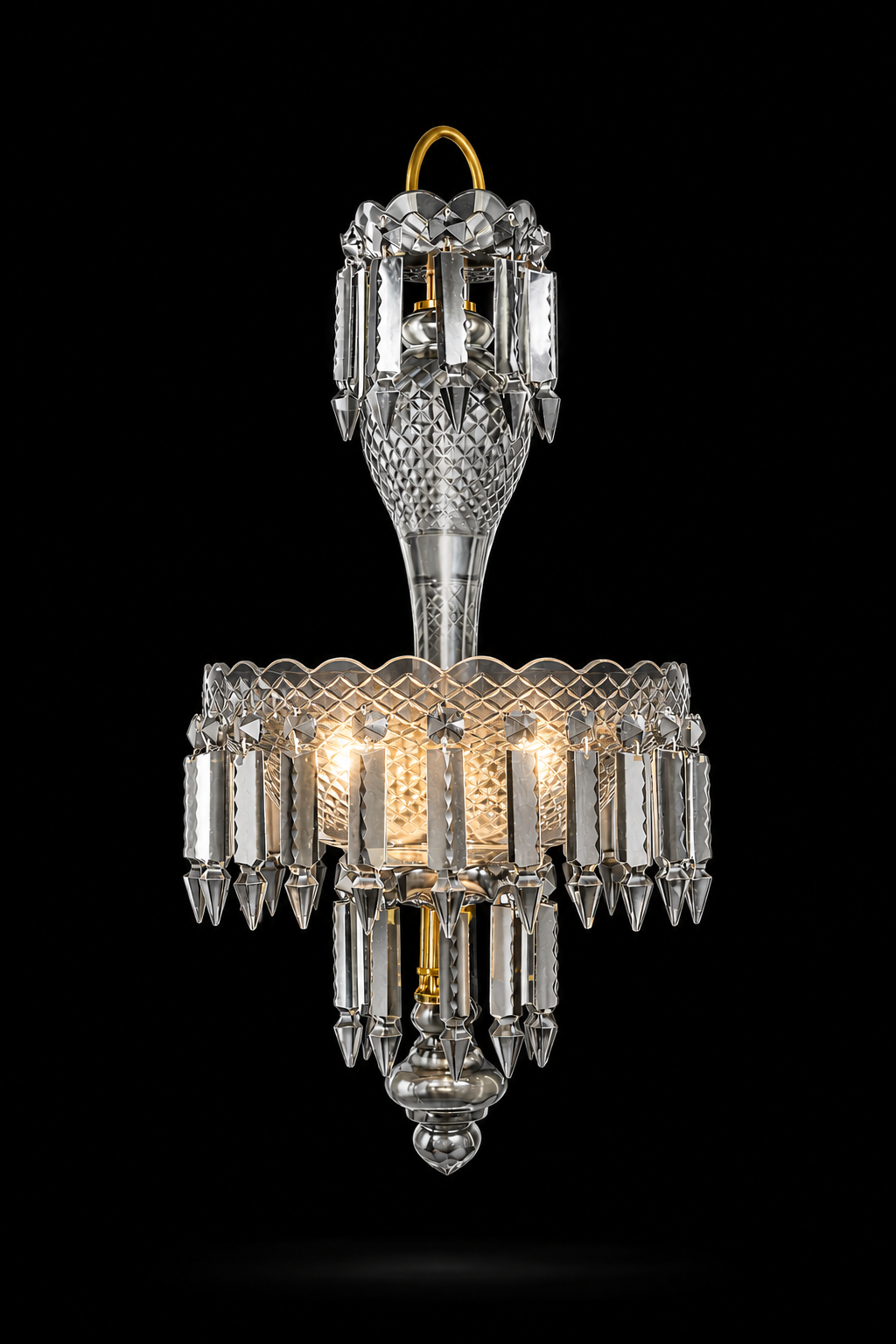 Haritma Clear Cut-Glass Hanging Light — Twin-Light Prism Cascade