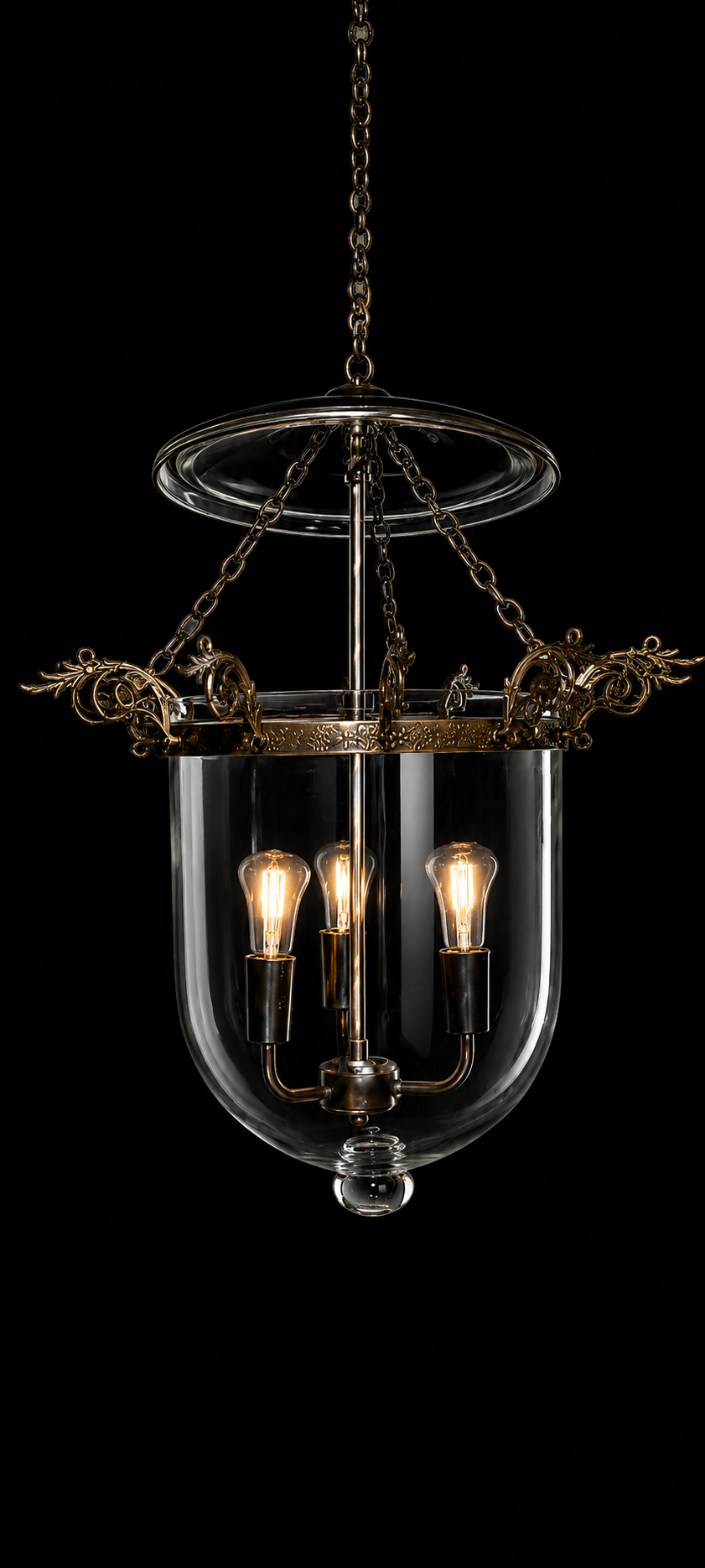 Kandil Bell-Jar Glass Hanging Light — Dragon-Crest Three-Light