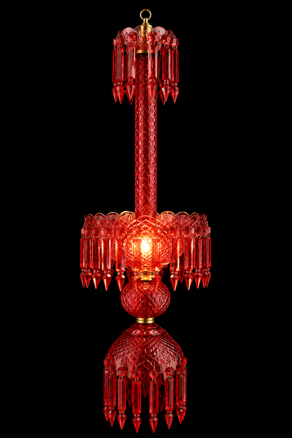 Rangmahal Diamond-Cut Crystal Hanging Light — Ruby Red