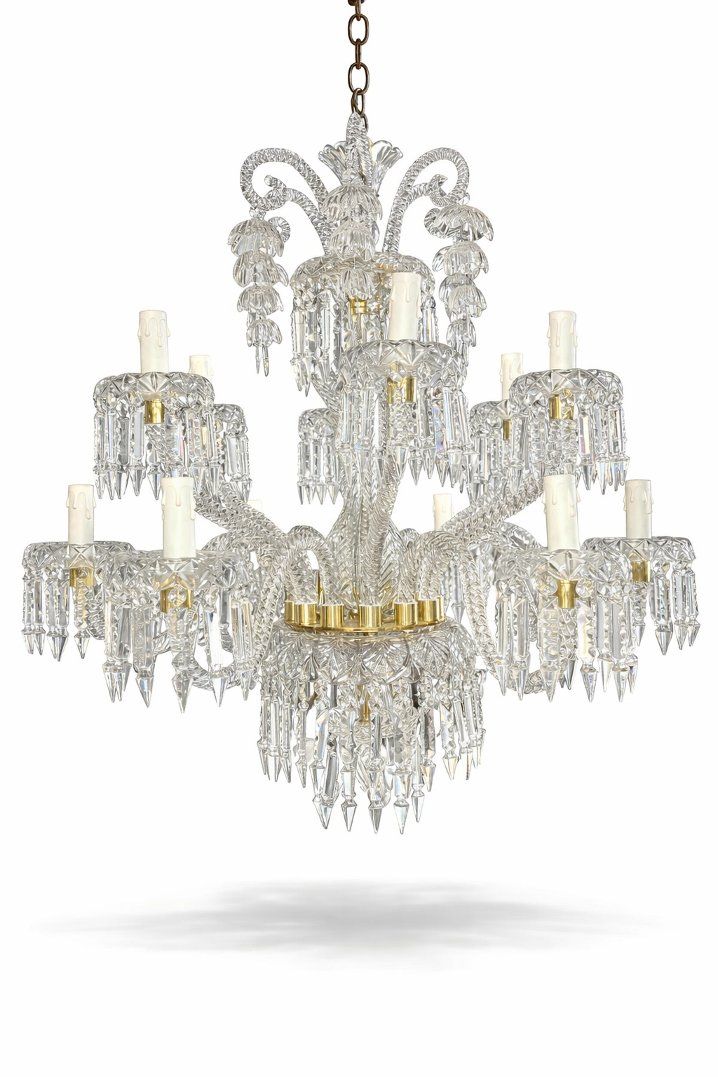 Rajhans Feather-Crest Twelve-Light Crystal Chandelier · SGE-CH-017 · Samrat Glass Emporium — view 2
