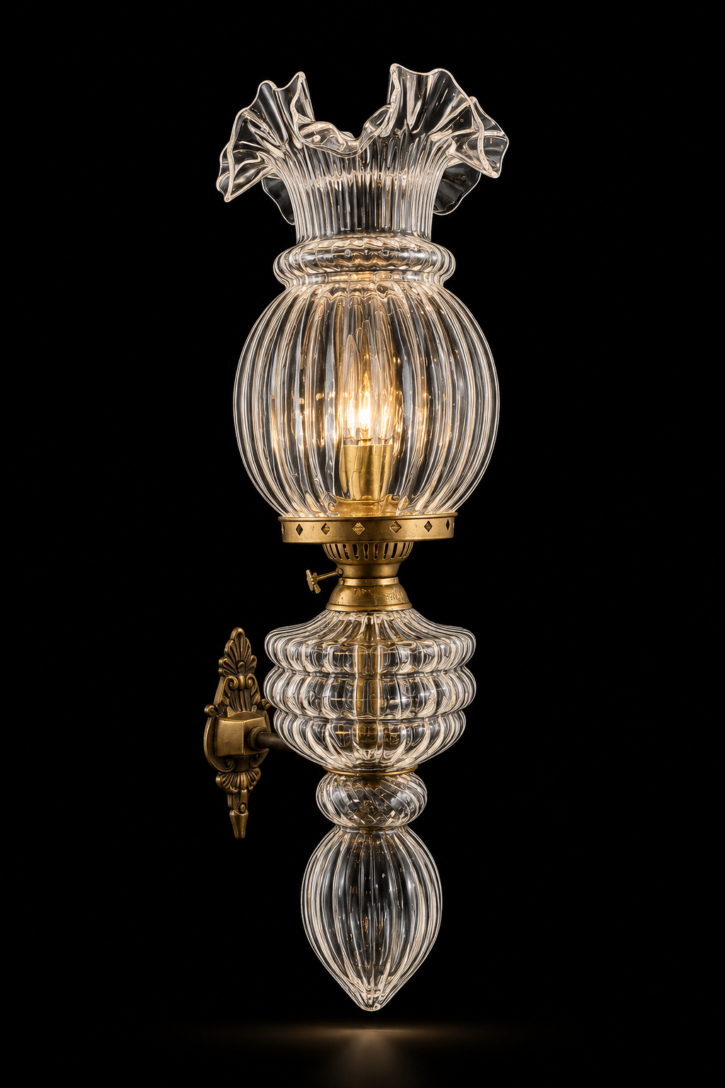 Gulzar Ruffled Tulip Single-Light Wall Lamp — Crystal Clear