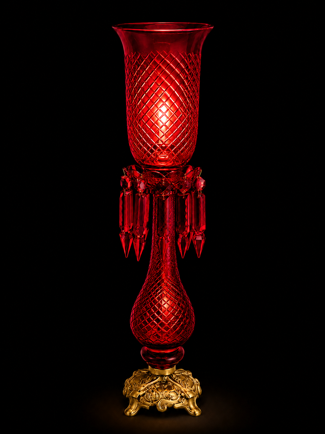 Shamiyana Cut-Glass Table Lamp – Ruby Red