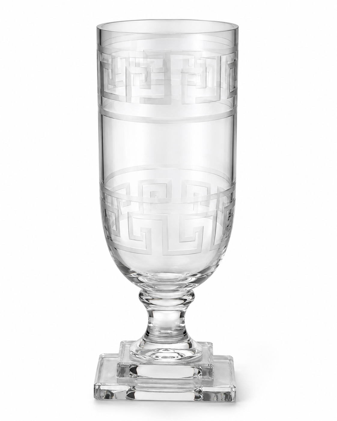 Anantrekha Greek-Key Clear Glass Hurricane Candle Stand · SGE-CS-018 · Samrat Glass Emporium — view 2
