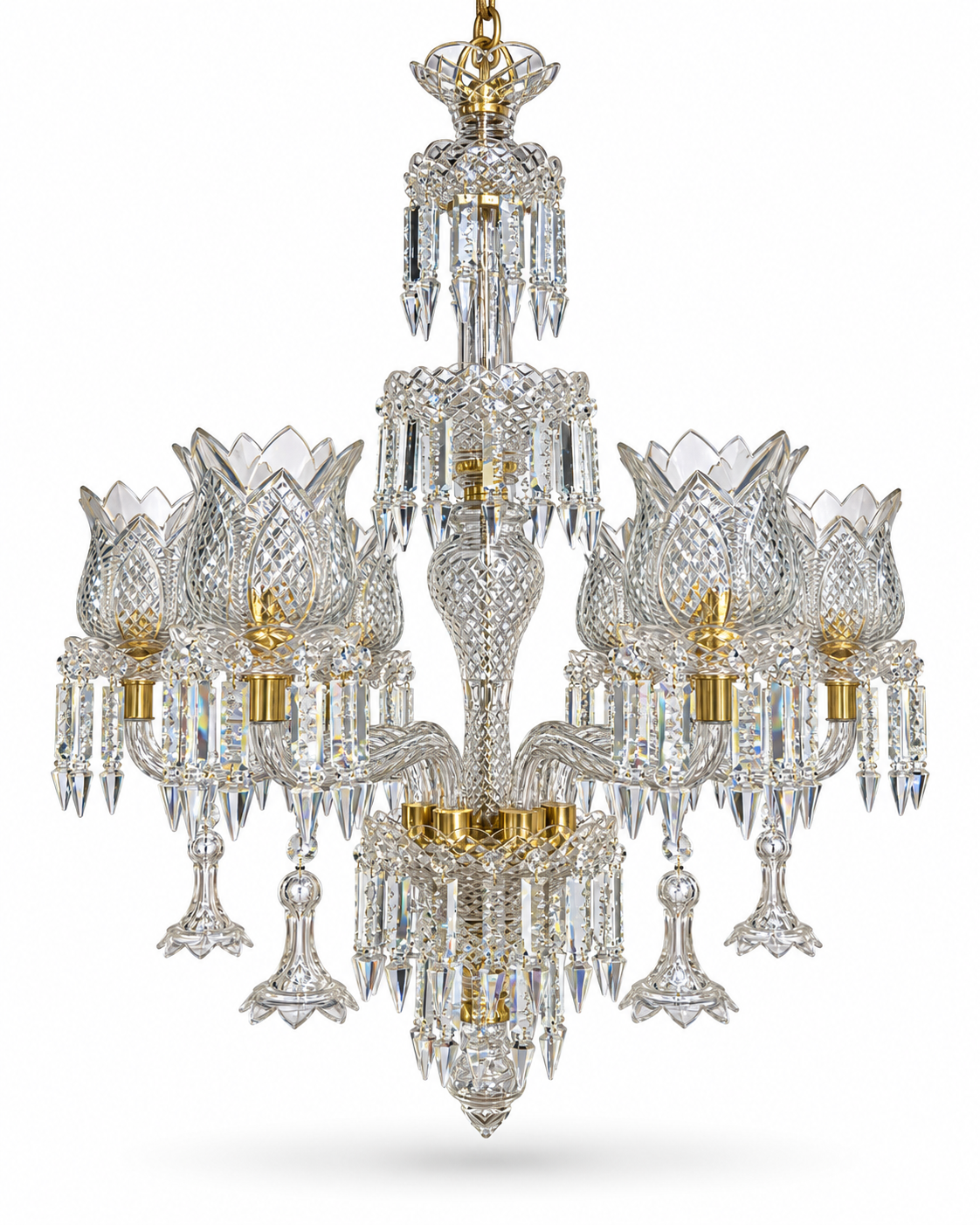 Kamaljyoti Lotus-Cut Crystal Six-Light Chandelier · SGE-CH-115 · Samrat Glass Emporium — view 2