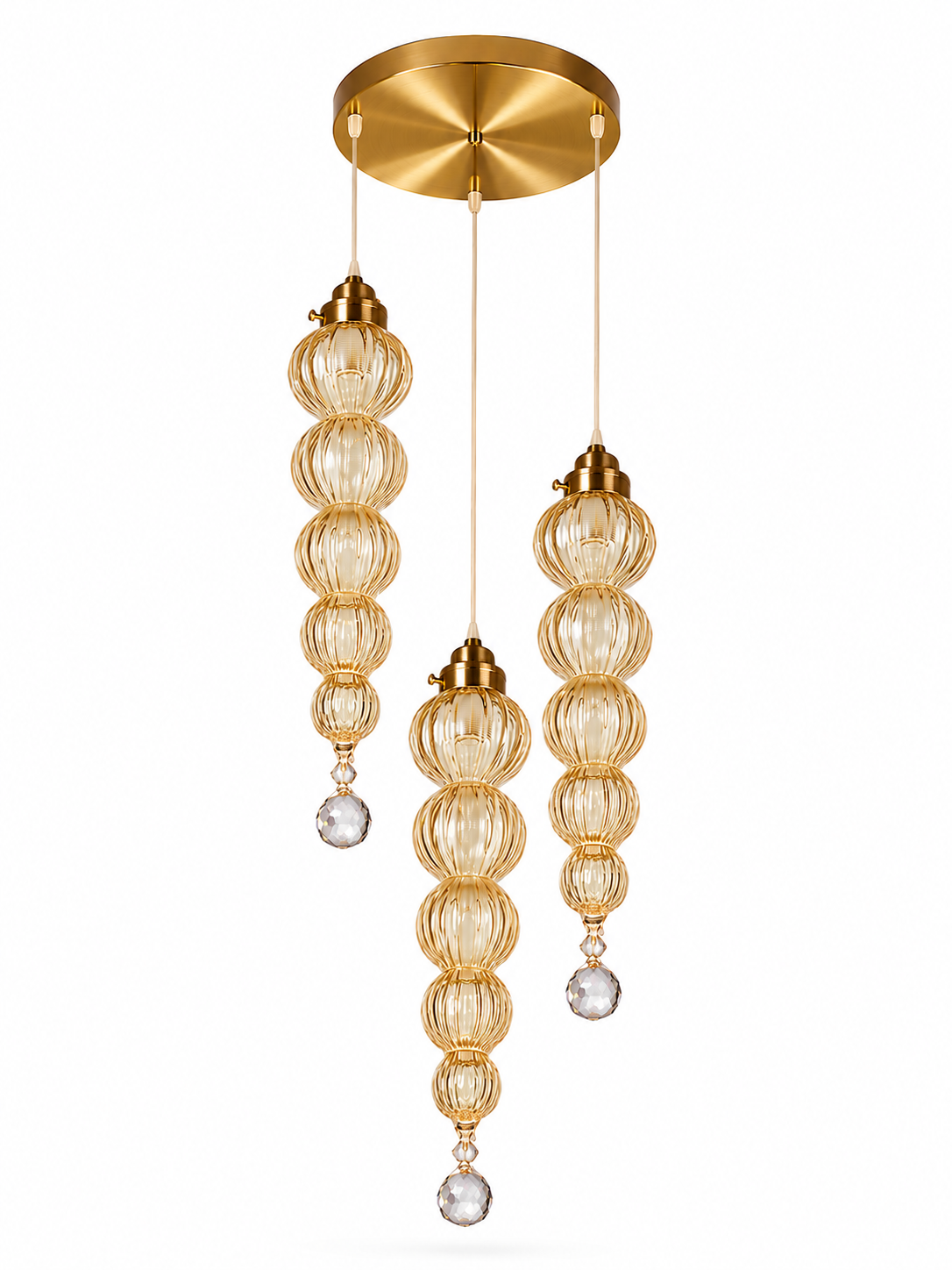 Ambar Leher Belle Three-Light Cluster Pendant · Hanging Light · SGE-HL-081 · Samrat Glass Emporium — view 2
