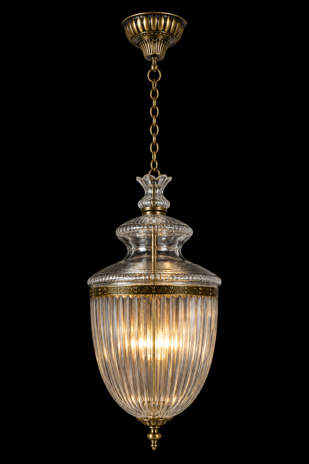 Rajsi Urn Fluted Glass Hanging Light — Crowned Jar