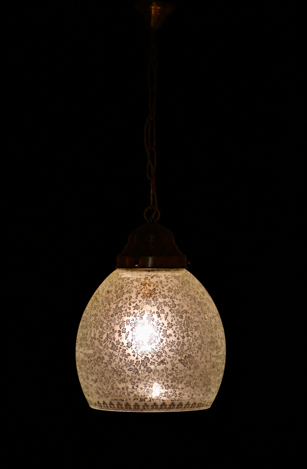Kashika Etched Glass Hanging Light — Floral Veil