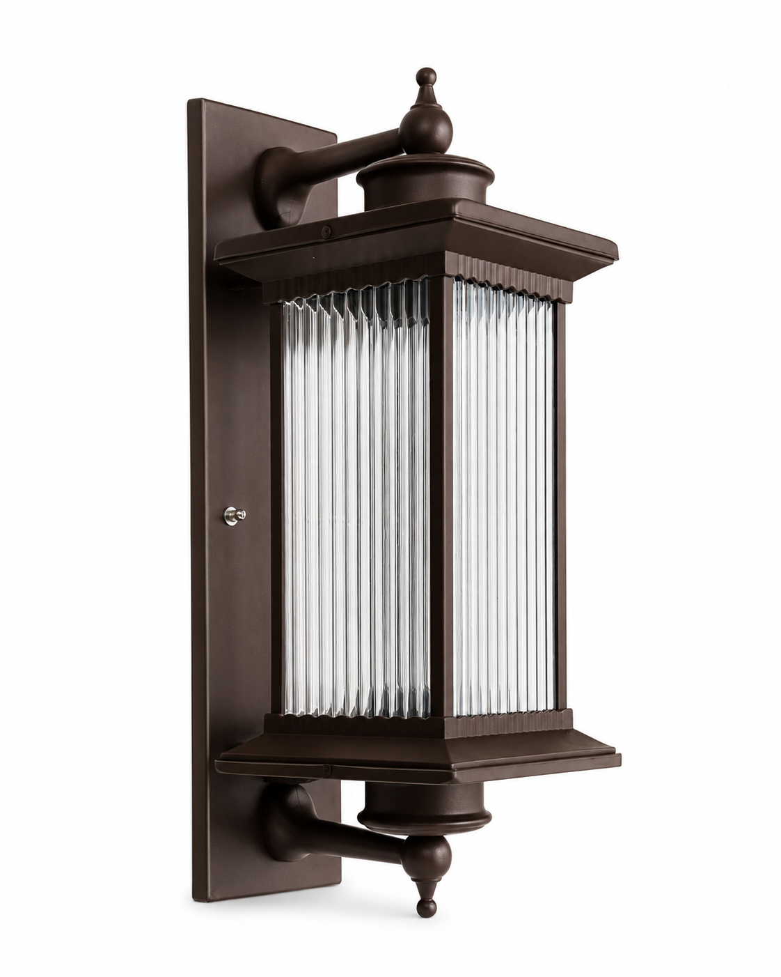 Dwarrekha Rectangular Ribbed-Glass Dark-Bronze Gate Lantern · Gate Light · SGE-GL-027 · Samrat Glass Emporium — view 2