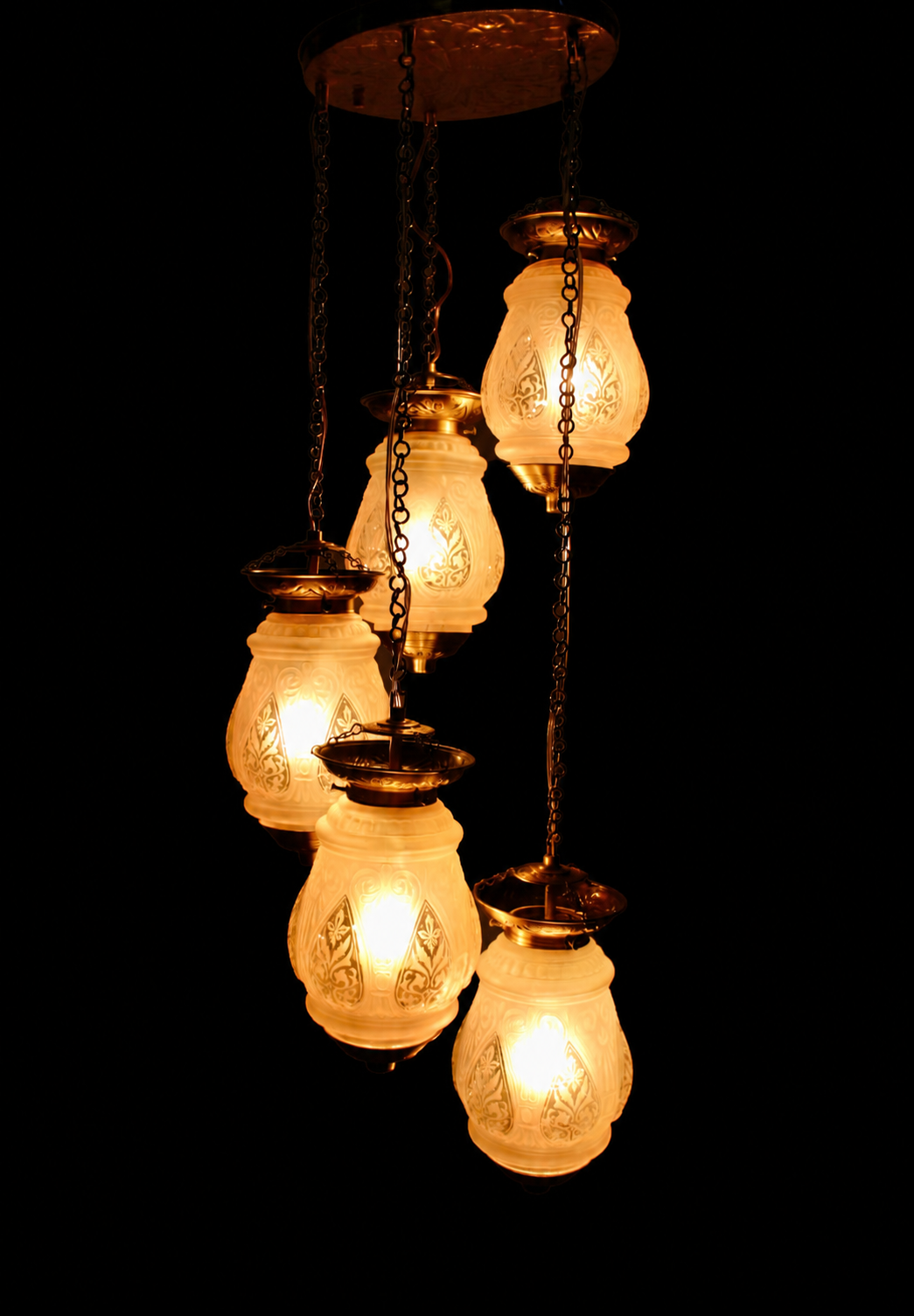 Etched Blossom Frosted Glass Hanging Light