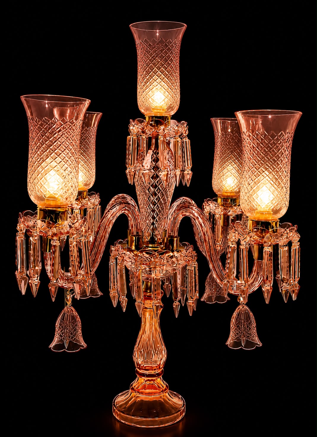 Rang Mahal Rose Prism Table Chandelier