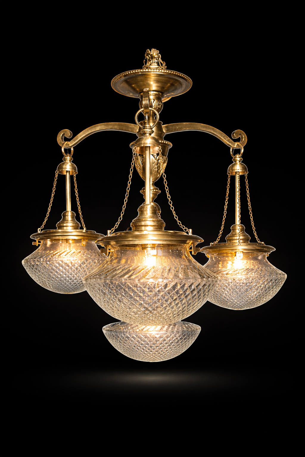 Rajdarbar Chain-Suspended Diamond-Cut Glass Chandelier