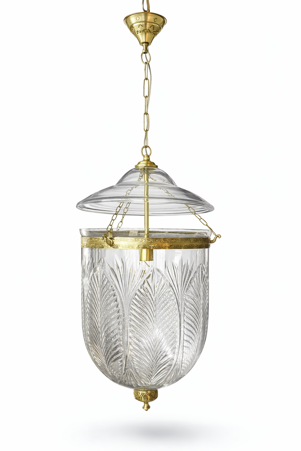 Kandil Bell-Jar Glass Hanging Light — Feather-Cut Clear · SGE-HL-031 · Samrat Glass Emporium — view 2