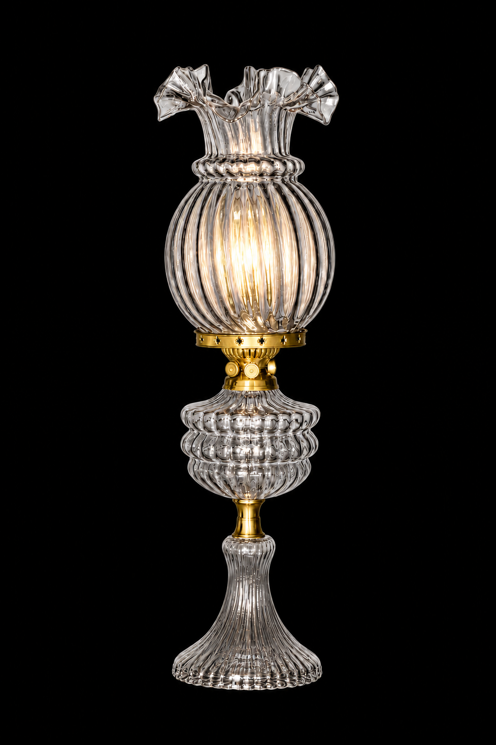 Pankhuri Ribbed Glass Table Lamp — Crystal Clear
