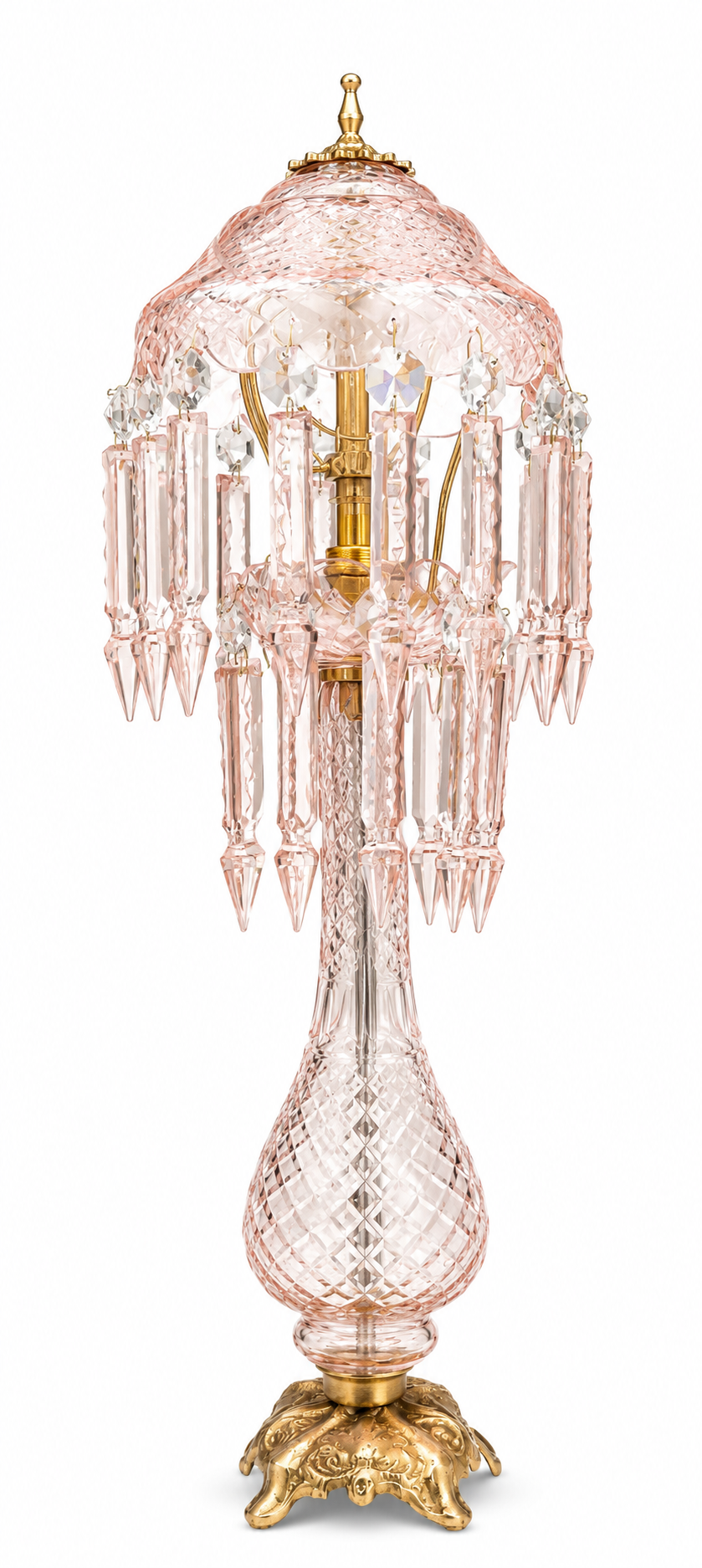 Sheesh Mahal Prism-Canopy Table Lamp — Rose Pink · SGE-TL-041 · Samrat Glass Emporium — view 2