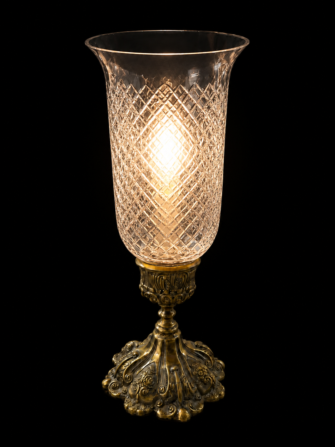 Rajwada Diamond-Cut Hurricane Table Lamp — Clear