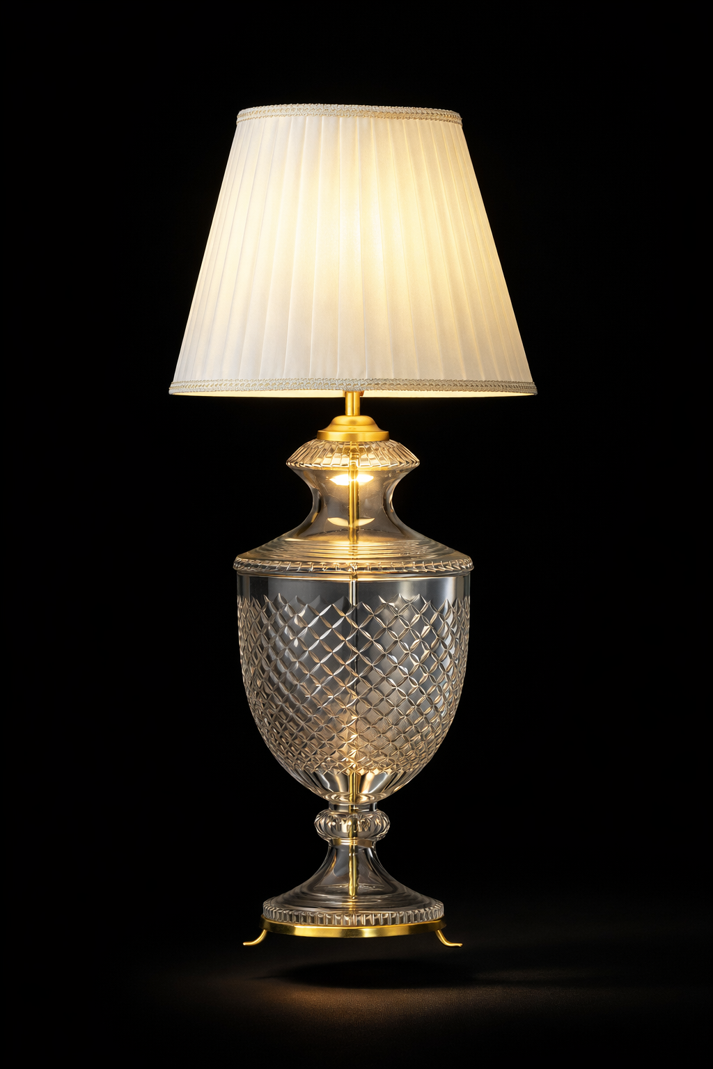 Rajsi Urn Glass Table Lamp — Smoked Diamond Lattice