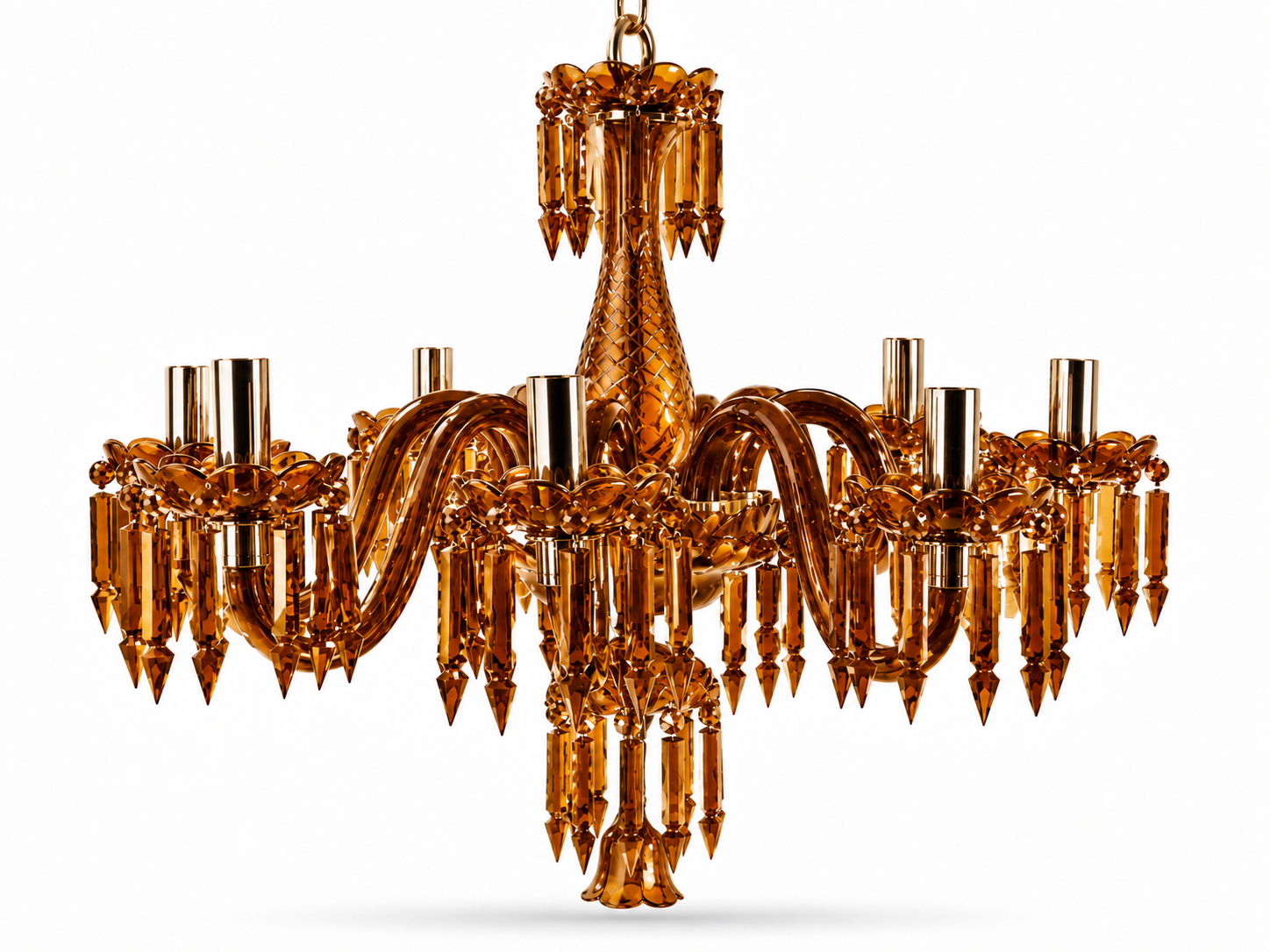 Neelpushp Amber Glass Eight-Light Chandelier · SGE-CH-141 · Samrat Glass Emporium — view 2