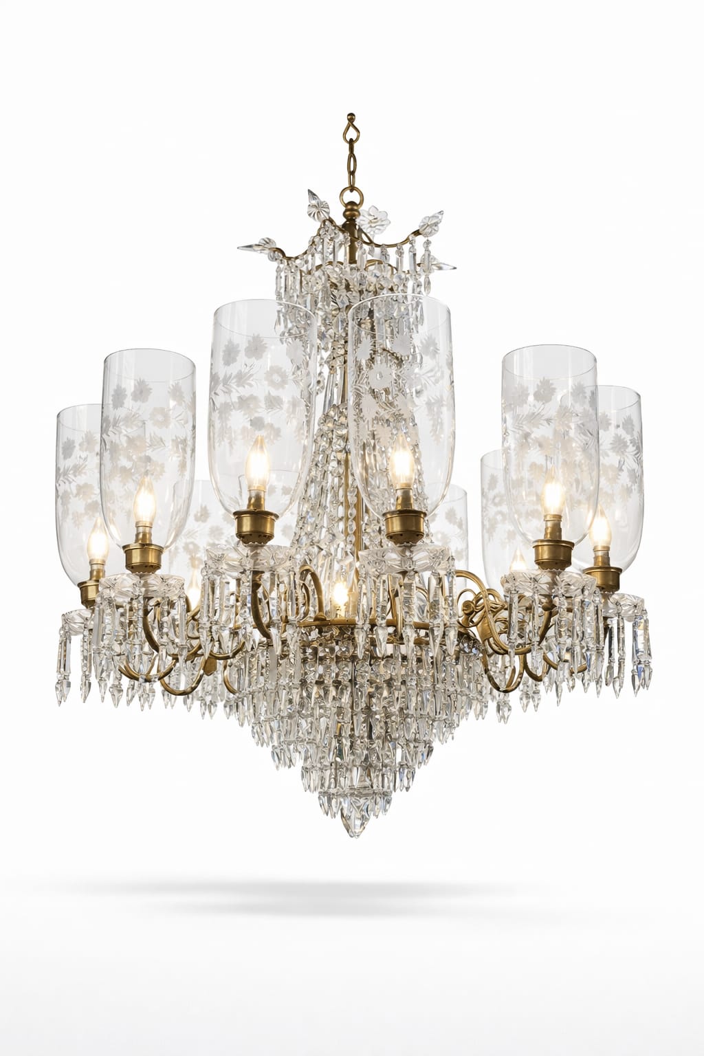 Pushpmahal Etched-Blossom Glass Crystal Chandelier · SGE-CH-025 · Samrat Glass Emporium — view 2
