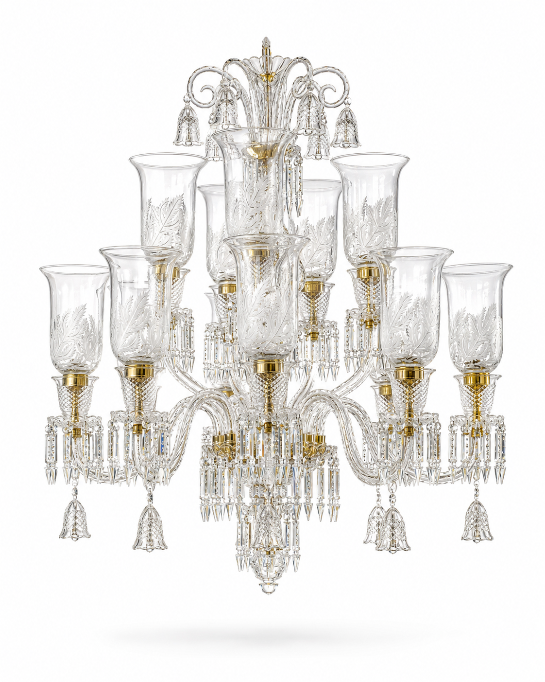 Afsana Etched Leaf Tulip Grand Chandelier · SGE-CH-076 · Samrat Glass Emporium — view 2