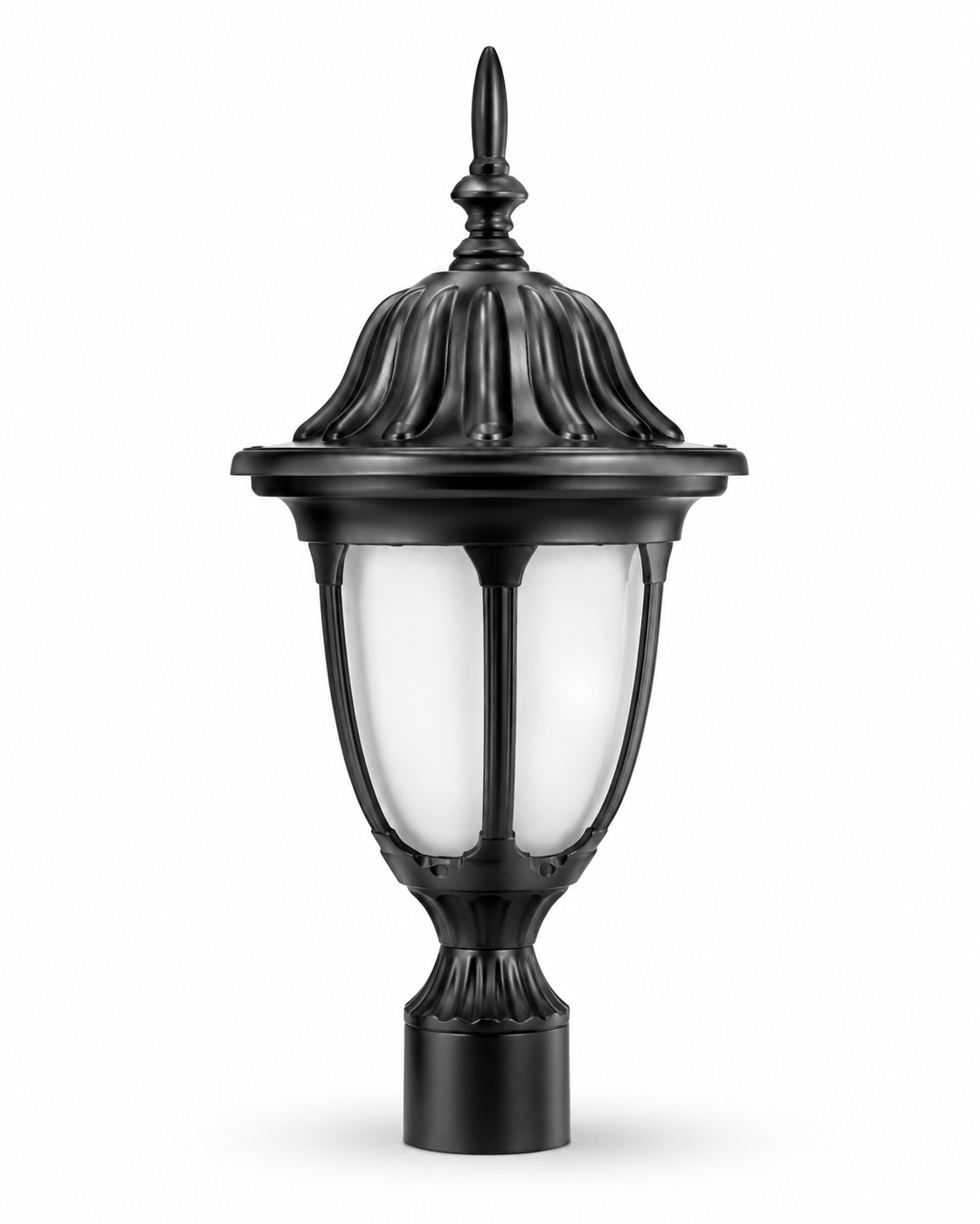 Kamaldal Fluted-Crown Matte-Black Gate Pillar Lantern · Gate Light · SGE-GL-012 · Samrat Glass Emporium — view 2