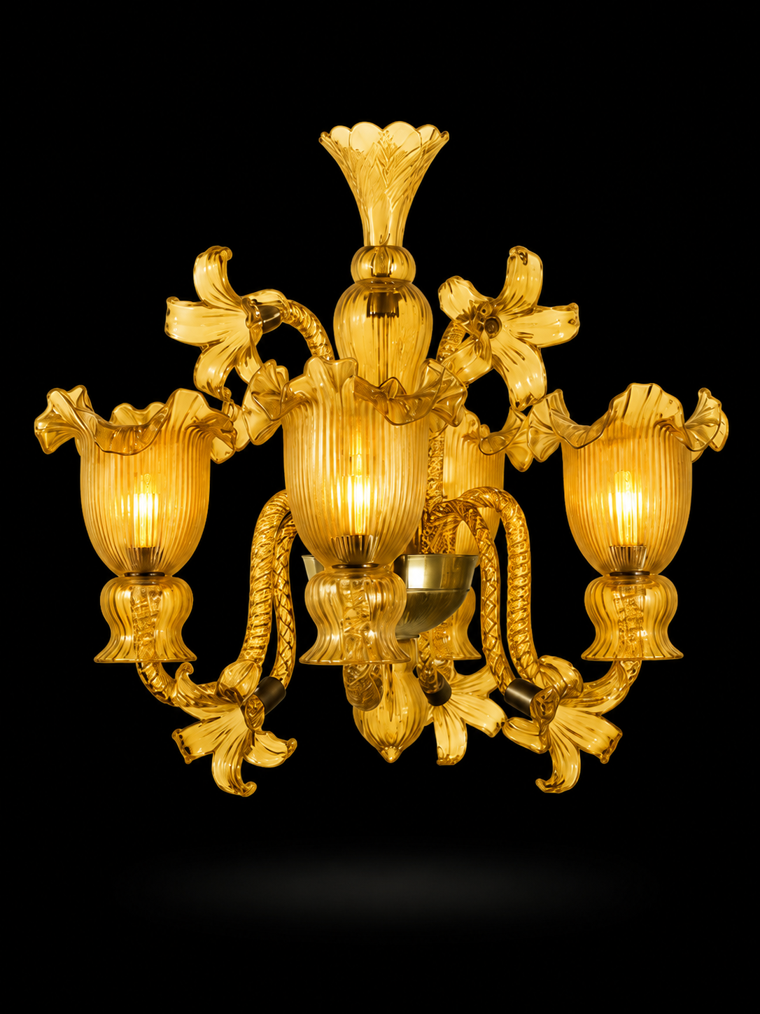 Gulzar Ruffled Tulip Three-Light Wall Light — Amber Gold