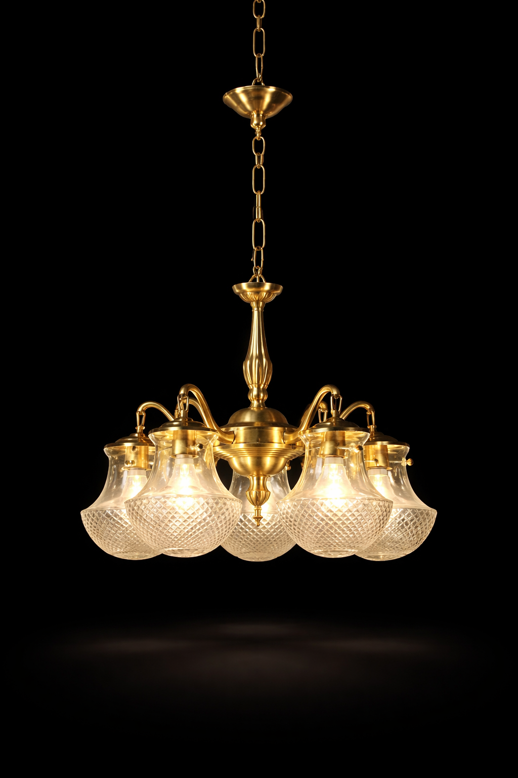 Prastara Diamond-Cut Glass Chandelier — Five-Light