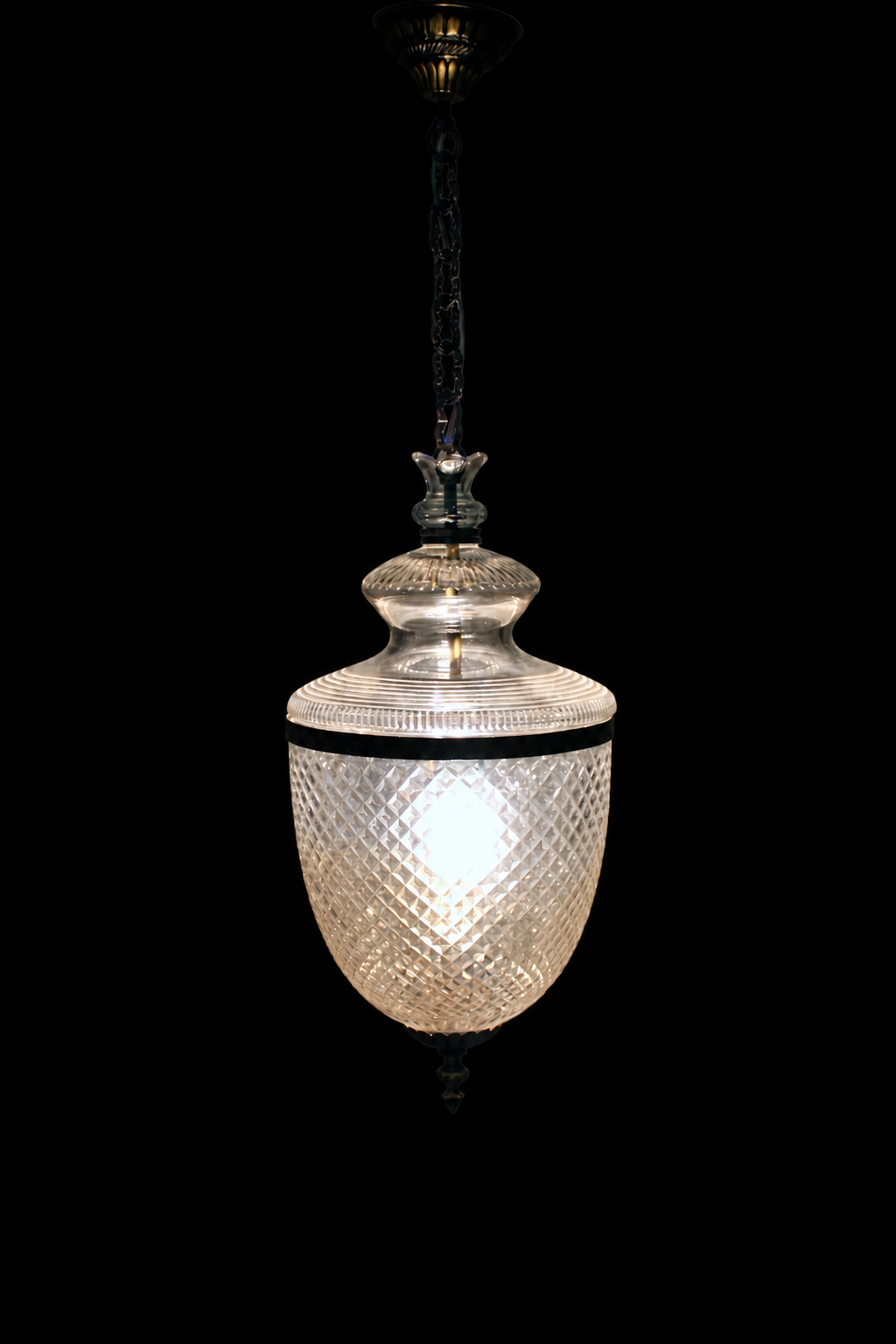 Rajsi Urn Diamond-Cut Glass Hanging Light — Classic Chain