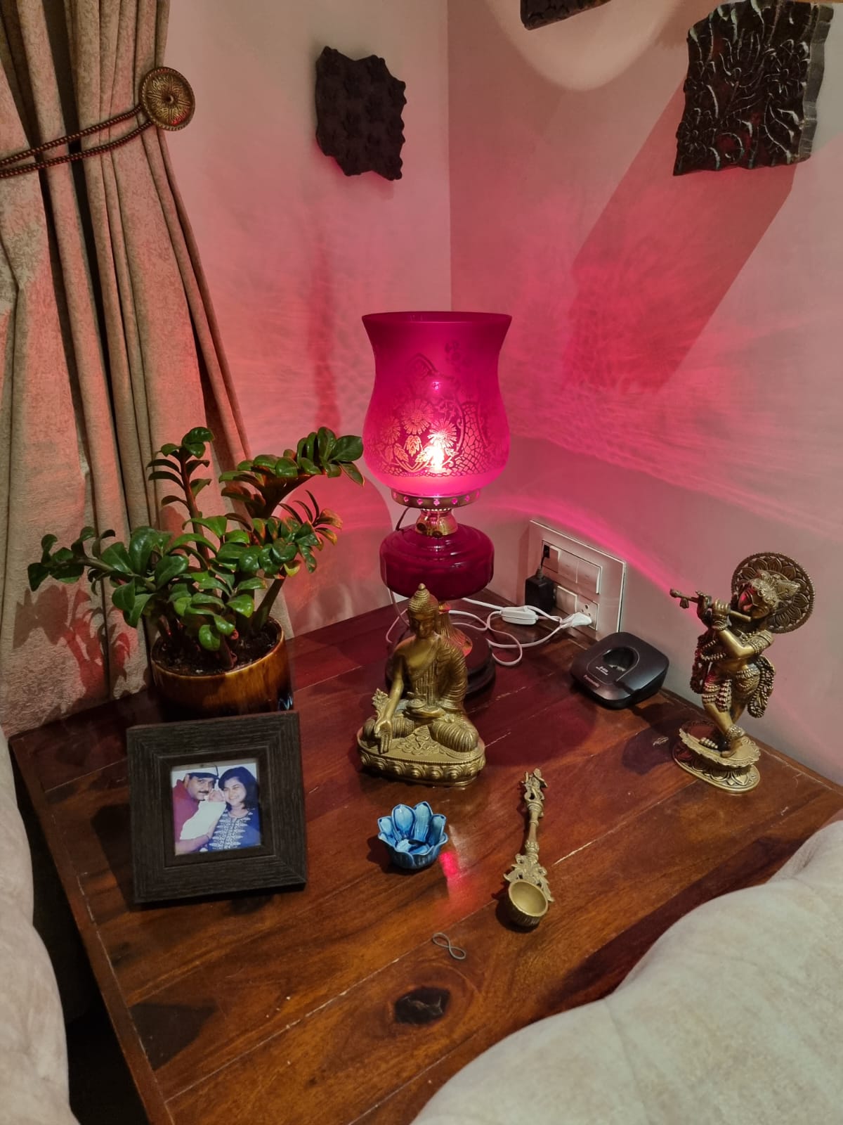 Gulbagh Ruby Red Hurricane Table Lamp — Mumbai Private Residence