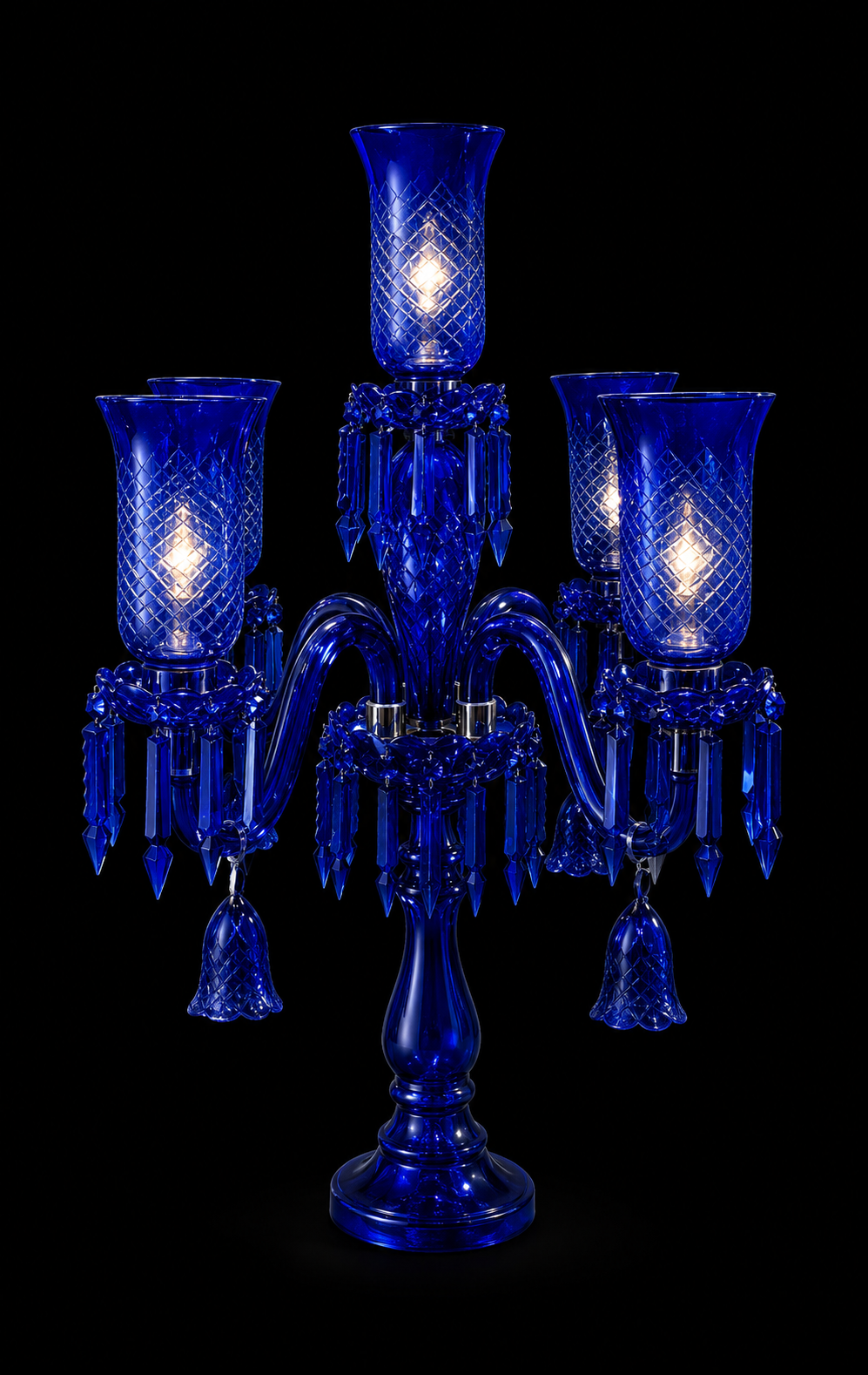 Rang Mahal Cobalt Prism Table Chandelier