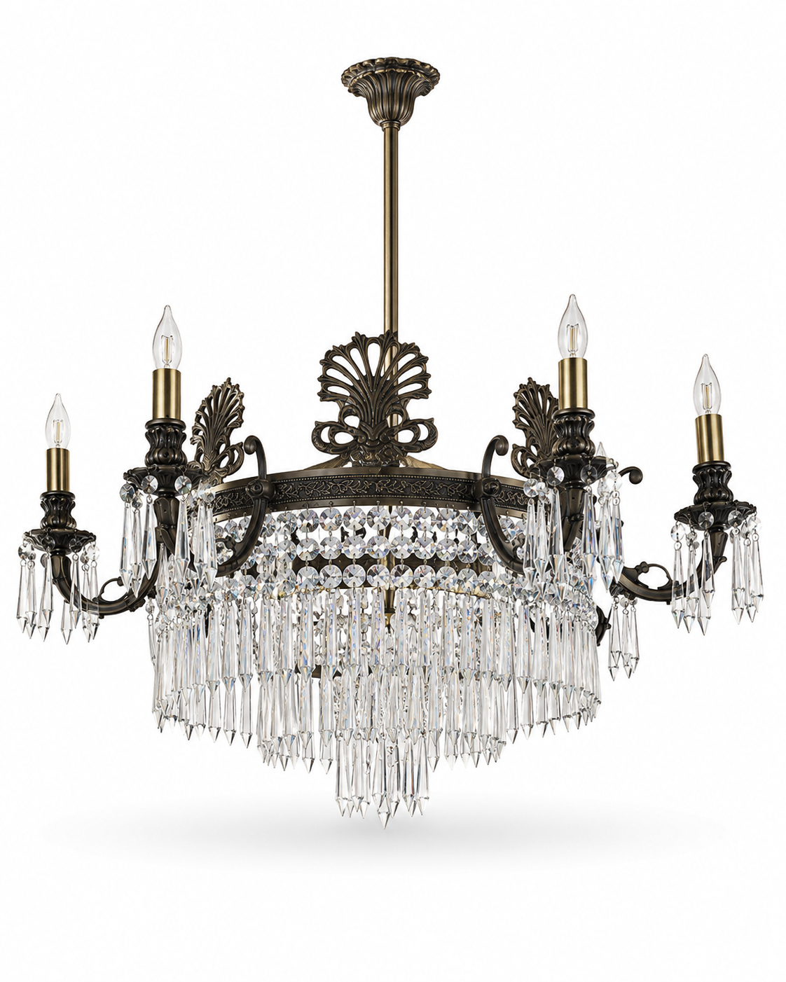 Rajdarbar Empire Prism-Cascade Four-Arm Chandelier · SGE-CH-079 · Samrat Glass Emporium — view 2