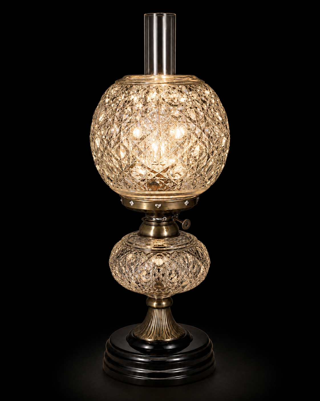 Jaaldeep Diamond-Lattice Double-Globe Oil-Style Table Lamp