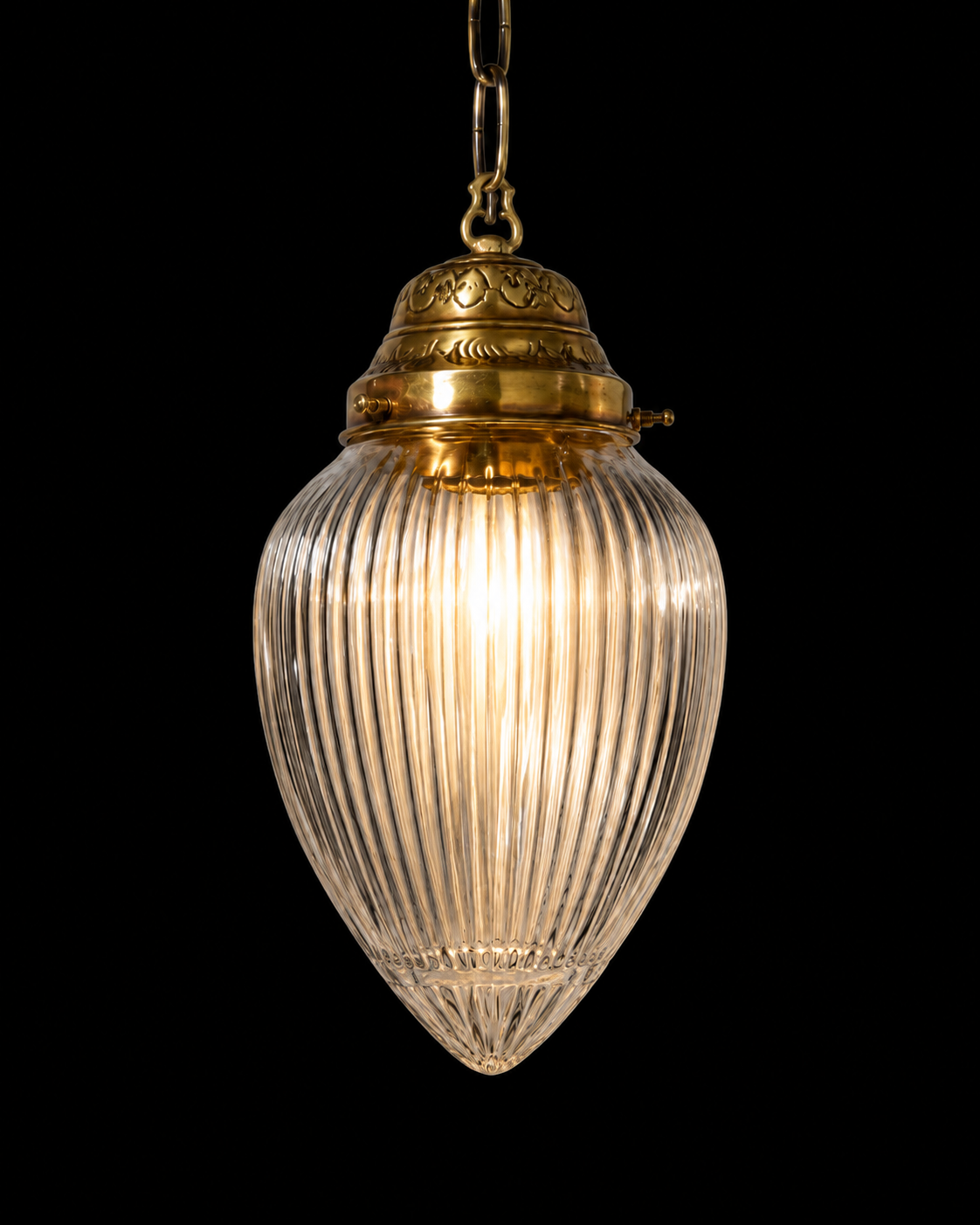 Matkadeep Clear Vertically-Ribbed Glass Hanging Light