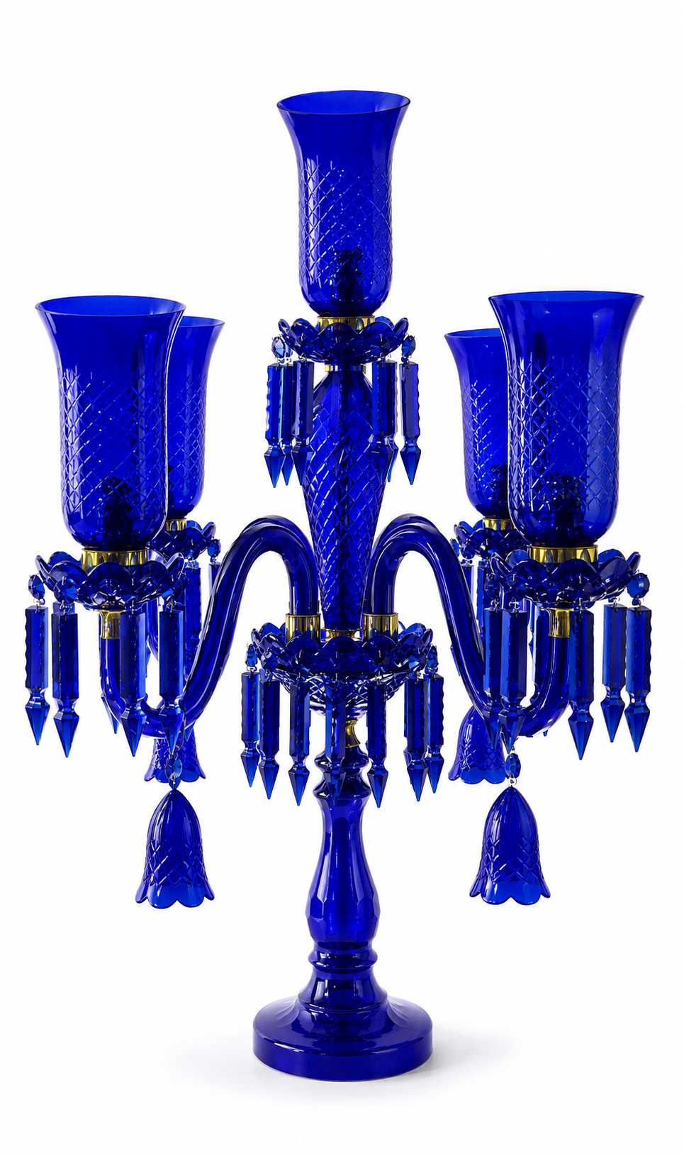 Rang Mahal Cobalt Prism Table Chandelier · SGE-TA-004 · Samrat Glass Emporium — view 2