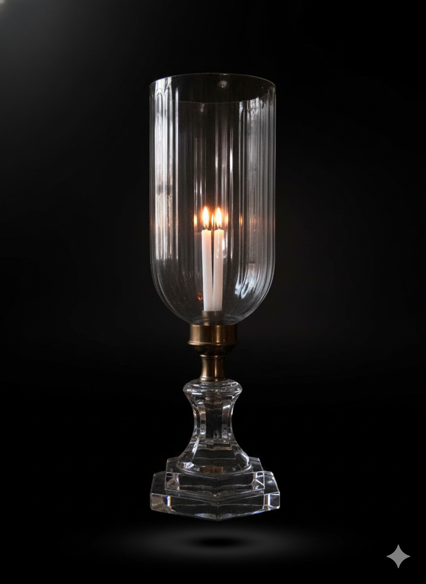 Fluted Column Clear Glass Candle Stand