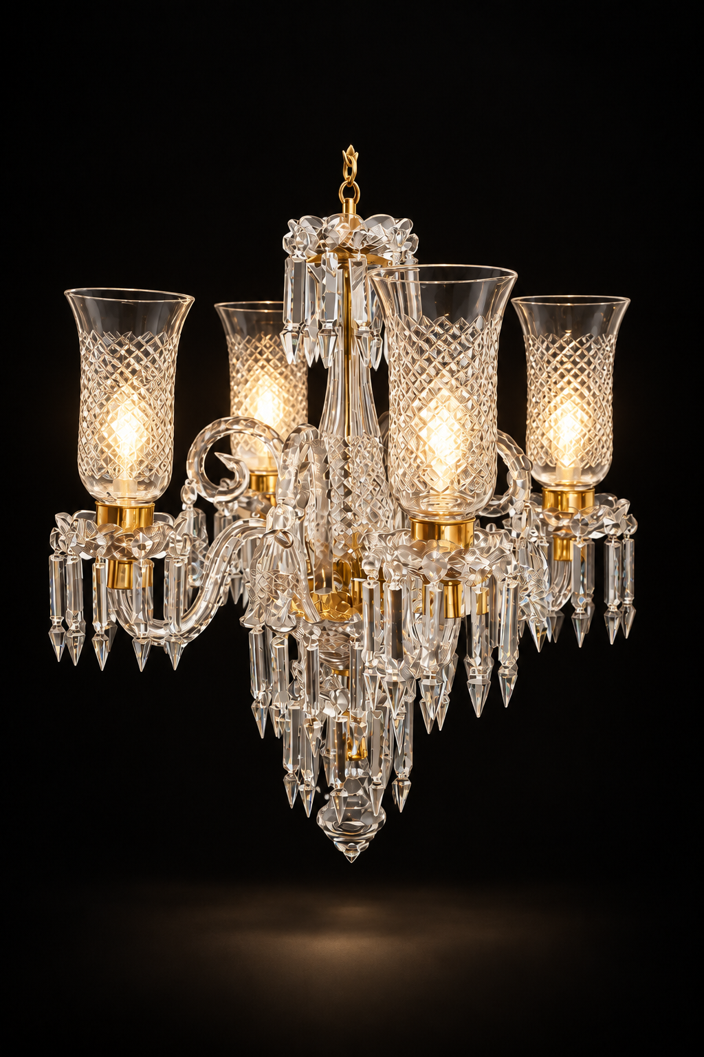 Meher Diamond-Cut Tulip Chandelier — 4-Light Clear