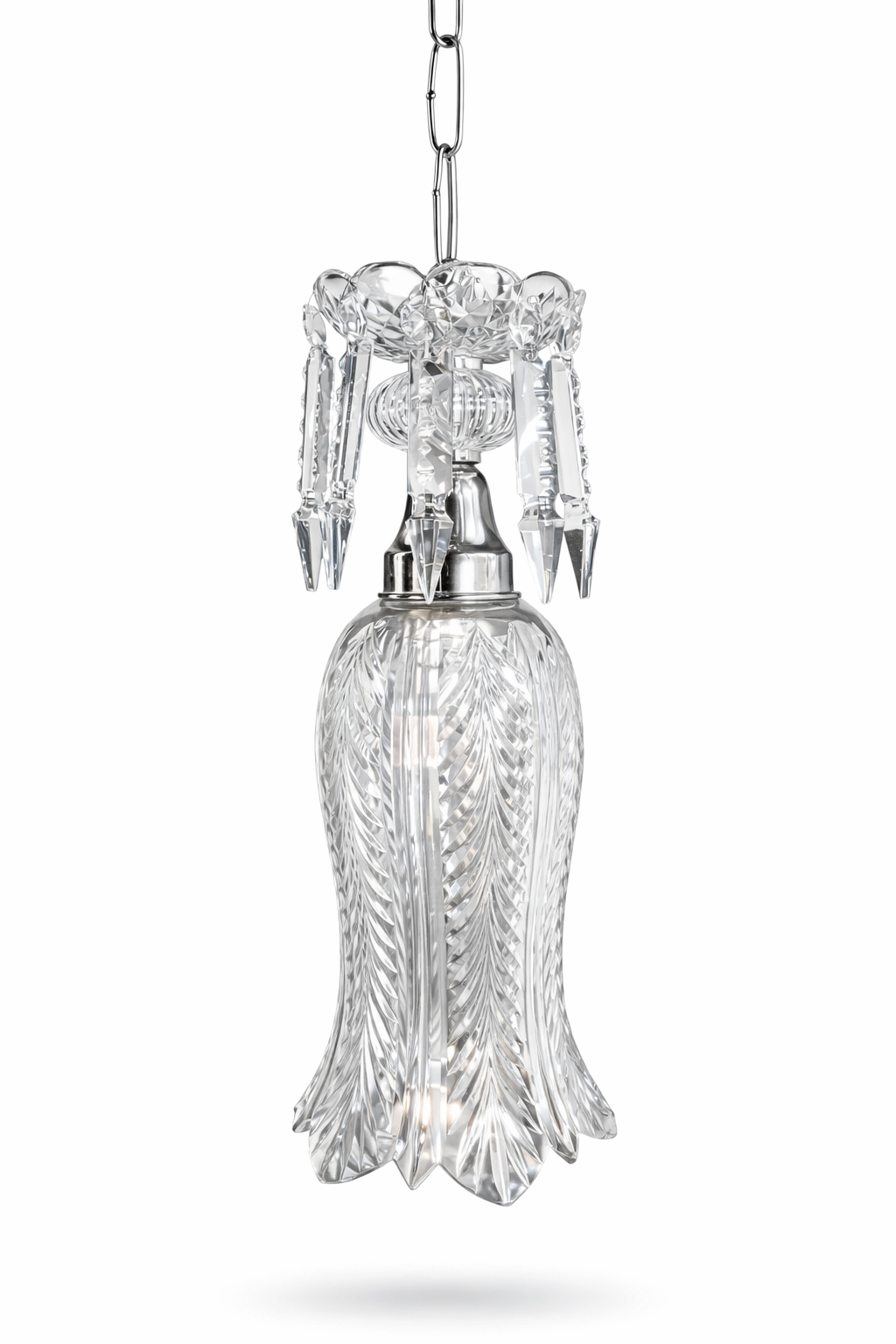 Tarang Feather-Cut Glass Hanging Light — Prism Crown · SGE-HL-004 · Samrat Glass Emporium — view 2