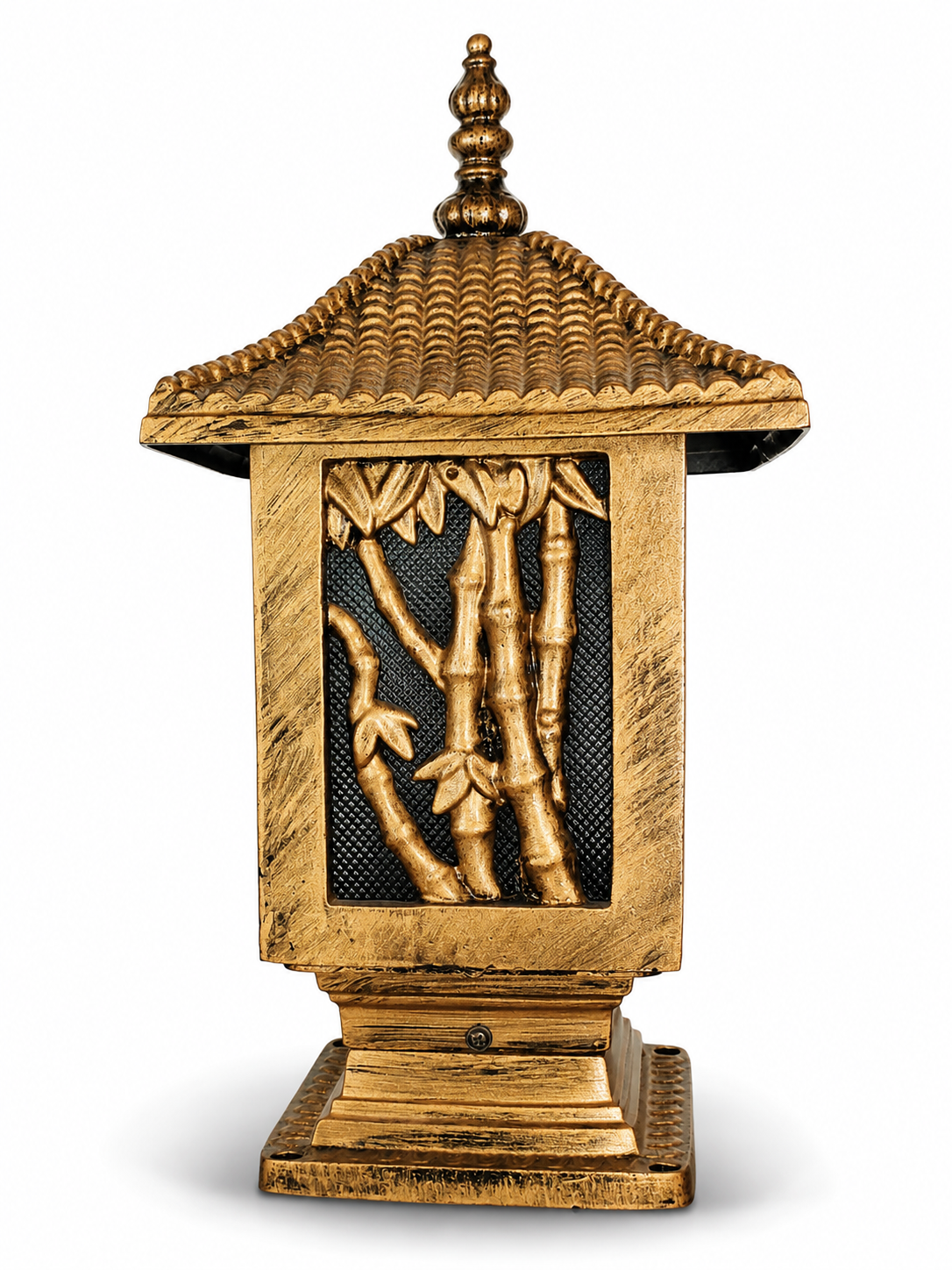 Bansuri Bamboo-Relief Antique-Gold Gate Lantern · Gate Light · SGE-GL-004 · Samrat Glass Emporium — view 2
