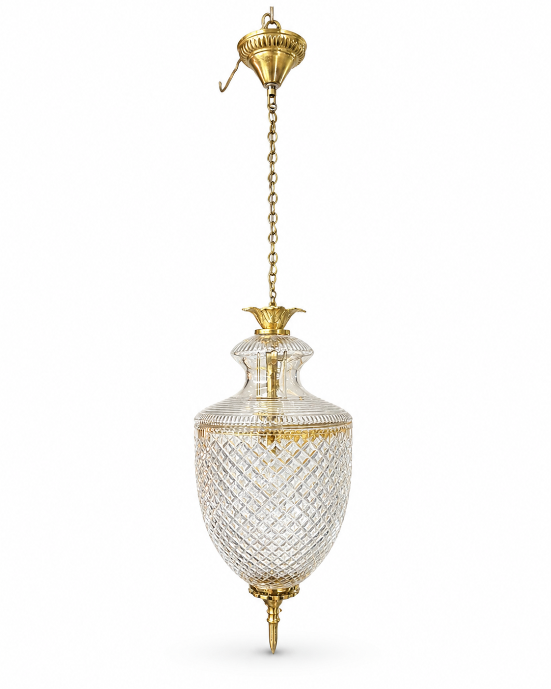 Rajsi Diamond-Lattice Glass Urn Hanging Light — 7" · SGE-HL-105 · Samrat Glass Emporium — view 2