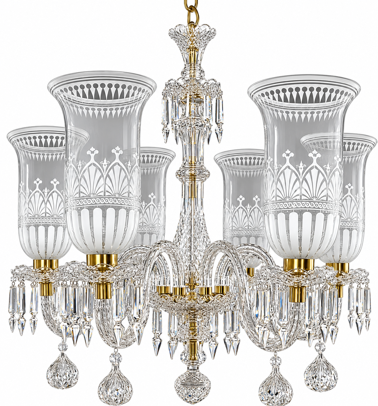 Regalia Flare Etched Glass Crystal Chandelier · SGE-CH-012 · Samrat Glass Emporium — view 2